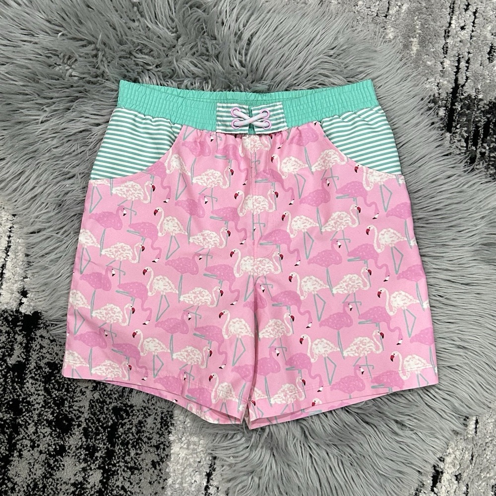 MATILDA JANE Enchanted Garden Flamingo Fan Club Swim Trunks size 14